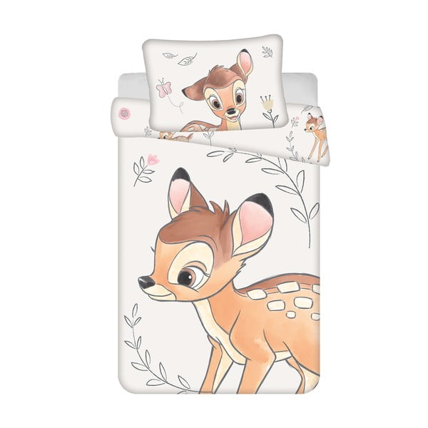 Lenjerie de pat pentru copii din bumbac pentru pătuț 100x135 cm  Bambi "Beige" – Jerry Fabrics