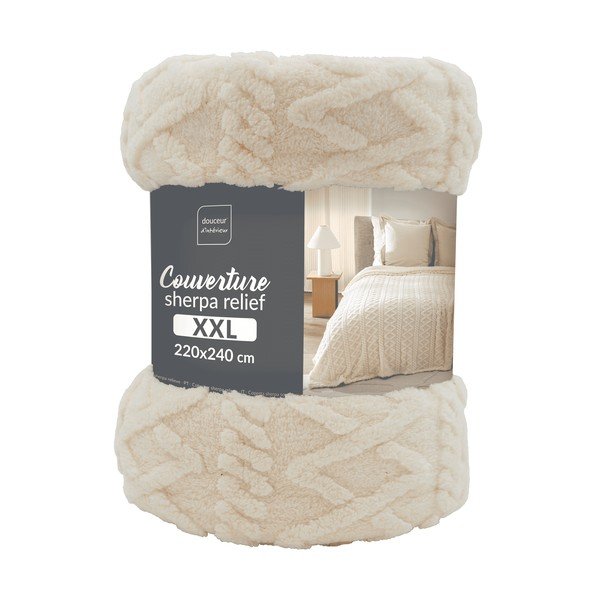 Pătură crem din sherpa 220x240 cm Edgar – douceur d'intérieur-image-3