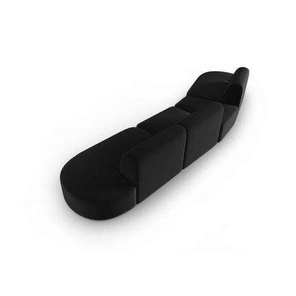 Canapea neagră cu tapițerie din catifea cu colț pe partea stângă 428 cm Paolo – Milo Casa-image-3