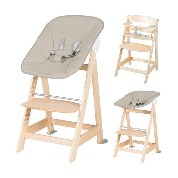 Scaun de masă pentru bebe bej/în culoare naturală Born Up 2in1 Luxe – Roba