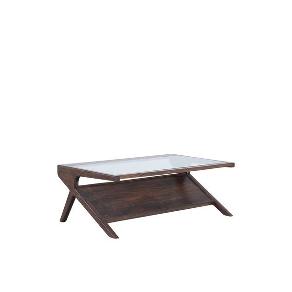 Măsuță de cafea în culoare naturală închisă cu blat din sticlă 70x112 cm Yuki – Light & Living