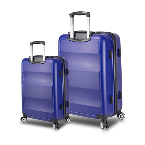 Set 2 valize cu roți și port USB My Valice LASSO Cabin & Large, albastru