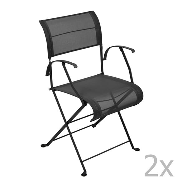 Set 2 scaune pliante cu mânere Fermob Dune, negru