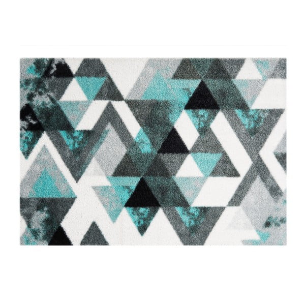 Preș Mint Rugs StateMat Triangle, 50 x 75 cm, gri - turcoaz