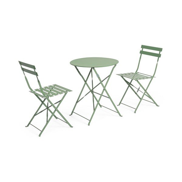 Set de dining pentru grădină verde salvie din oțel pentru 2 persoane Austin – Bizzotto-image-1
