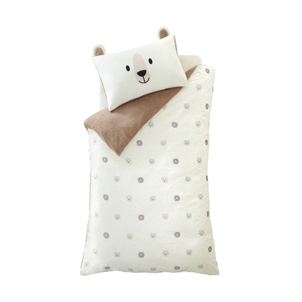 Lenjerie de pat pentru copii maro-crem din micropluș/cocolino pentru pat de o persoană 135x200 cm Cosy Bear – Catherine Lansfield
