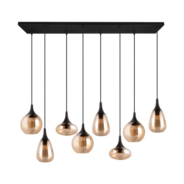 Lustră neagră/portocalie cu abajur din sticlă Lumina – Trio-image-4