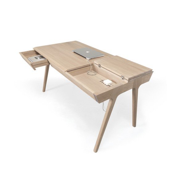 Birou de lucru din lemn de stejar cu spaţiu pentru depozitare Wewood - Portuguese Joinery Metis-image-1