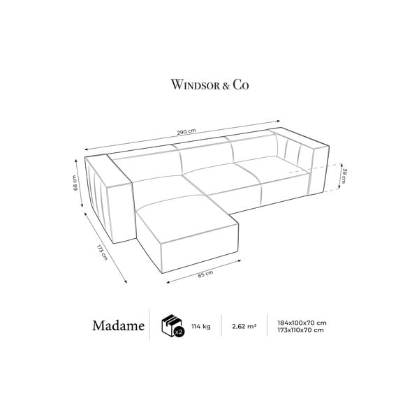 Colțar albastru închis cu tapițerie din piele (cu colț pe partea stângă ) Madame – Windsor & Co Sofas-image-4