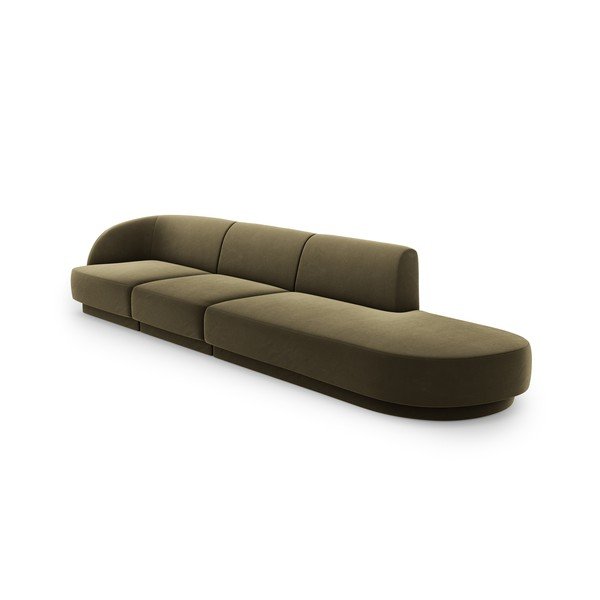 Canapea verde cu tapițerie din catifea 302 cm Miley – Micadoni Home-image-3