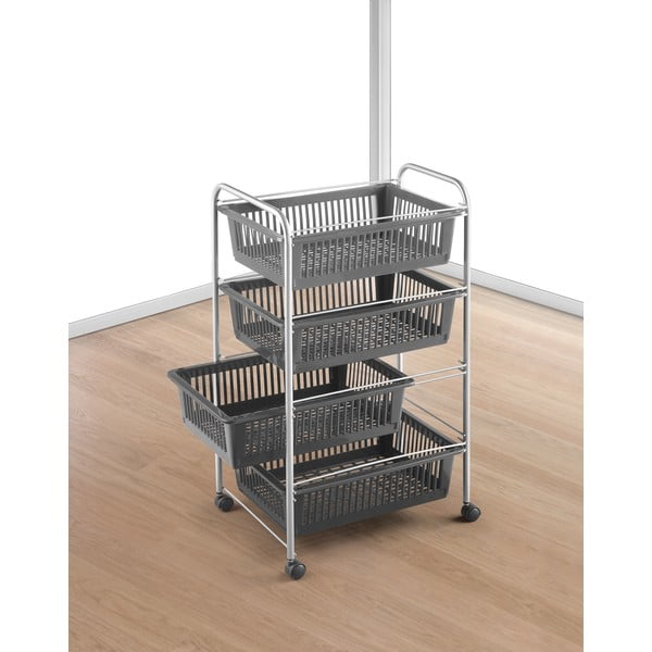 Etajeră pe roți gri închis/argintie 46x78 cm – Metaltex-image-2