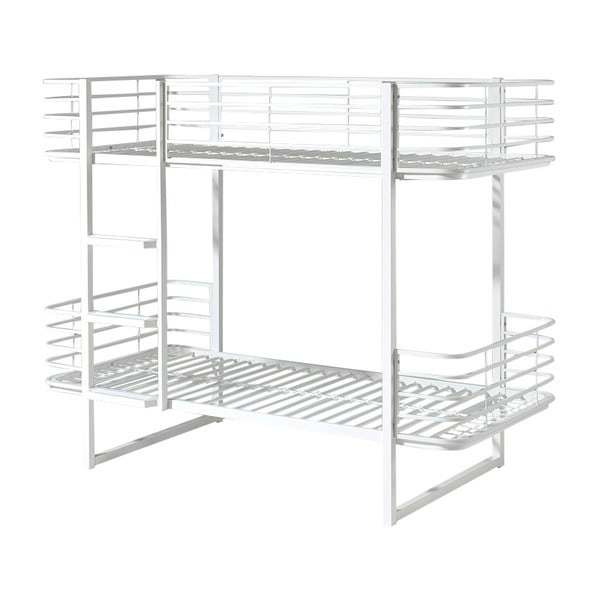 Pat pentru copii alb supraetajat din metal cu somieră 90x200 cm Oscar – Vipack