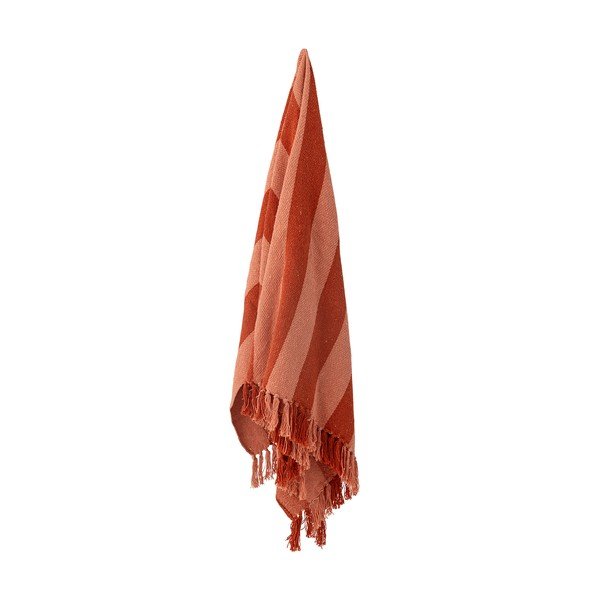 Pătură roșie din bumbac reciclat 130x160 cm Frello – Bloomingville-image-3