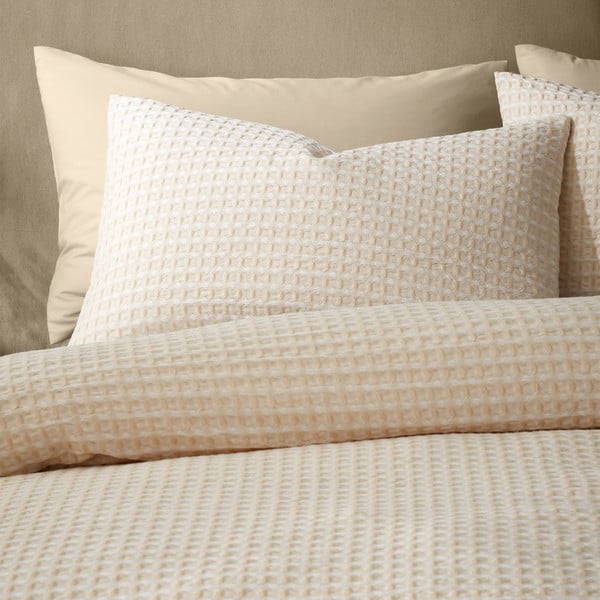 Lenjerie de pat bej pentru pat de o persoană 135x200 cm Muscat Waffle – Pineapple Elephant-image-3