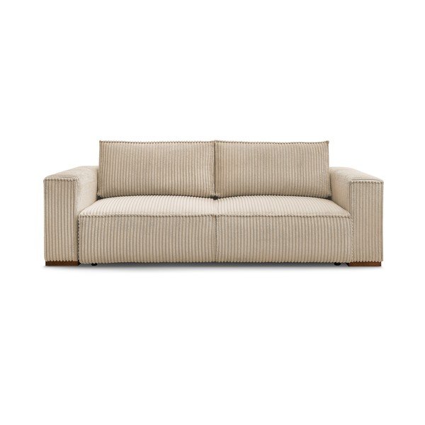 Canapea maro deschis extensibilă/cu spațiu de depozitare cu tapițerie din catifea reiată  244 cm Chelsea – Bobochic Paris
