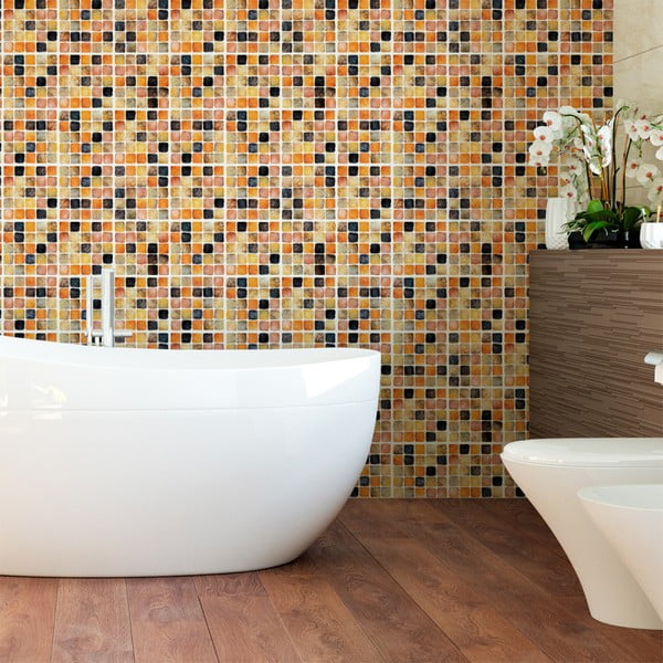 Set 9 autocolante de perete Ambiance Tiles Mosaics Sanded Grade, 10 x 10 cm