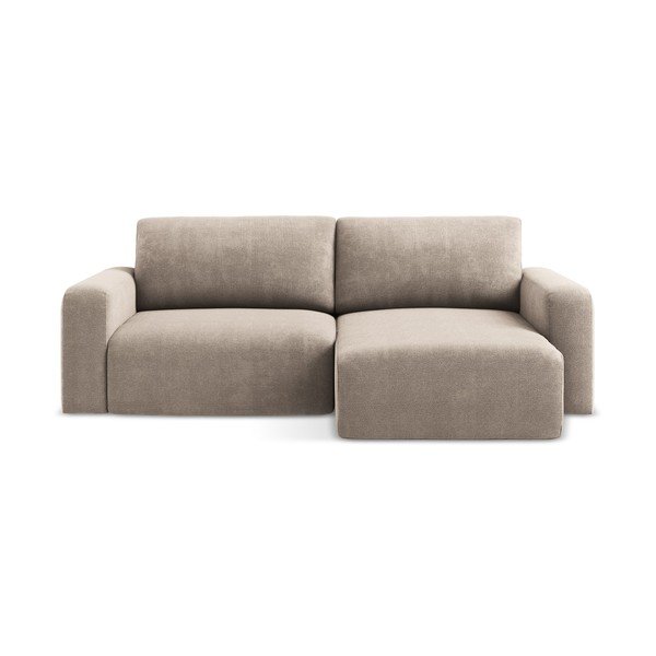 Colțar bej extensibil/cu spațiu de depozitare cu tapițerie din chenille (cu colț pe partea dreaptă/cu șezlong) Kona – Makamii