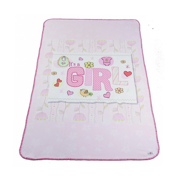 Set pătură și față de pernă  pentru copii roz 85x125 cm – OYO kids-image-3