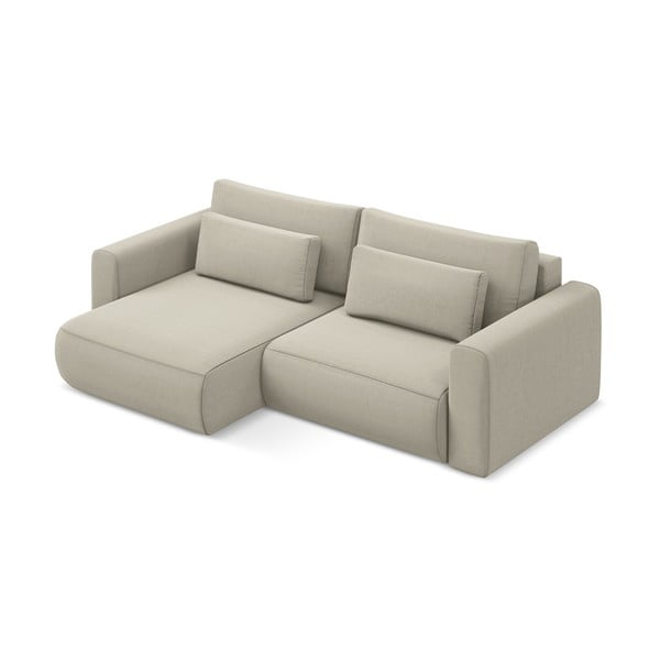 Colțar bej extensibil/cu spațiu de depozitare cu tapițerie din catifea (cu colț pe partea stângă/cu șezlong) Kapua – Makamii-image-2