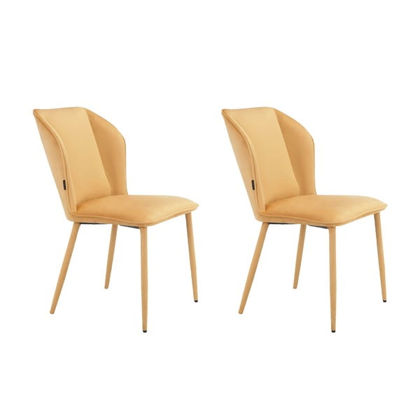 Scaune de dining galbene 2 buc. din catifea Wilma – Støraa-image-4