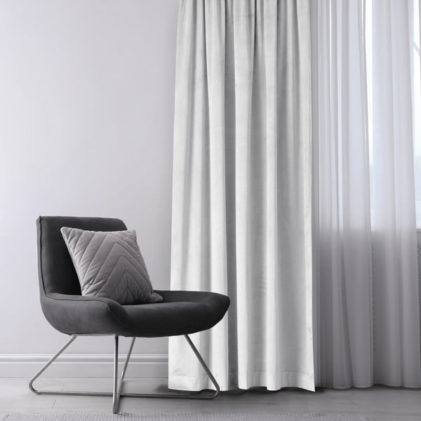 Draperie albă dimout (semi-opacă) din catifea 140x270 cm Eyelets – Restilo-image-1