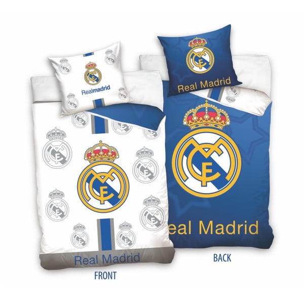 Lenjerie de pat din bumbac pentru copii CARBOTEX Real Madrid Logo, 140 x 200 cm