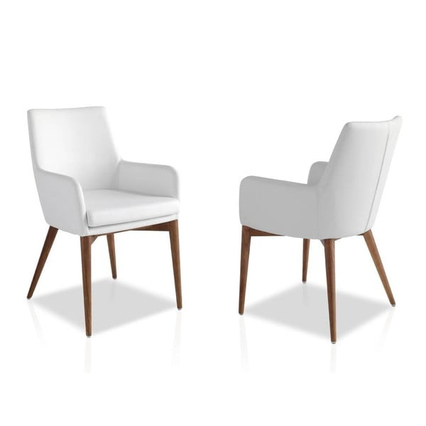 Set 2 scaune Ángel Cerdá Odette, picioare din lemn de nuc, alb