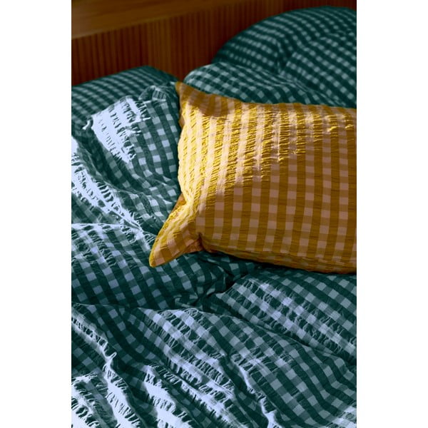 Lenjerie de pat verde-albastră din țesătură crep pentru pat de o persoană 140x200 cm Bæk&Bølge – JUNA-image-4