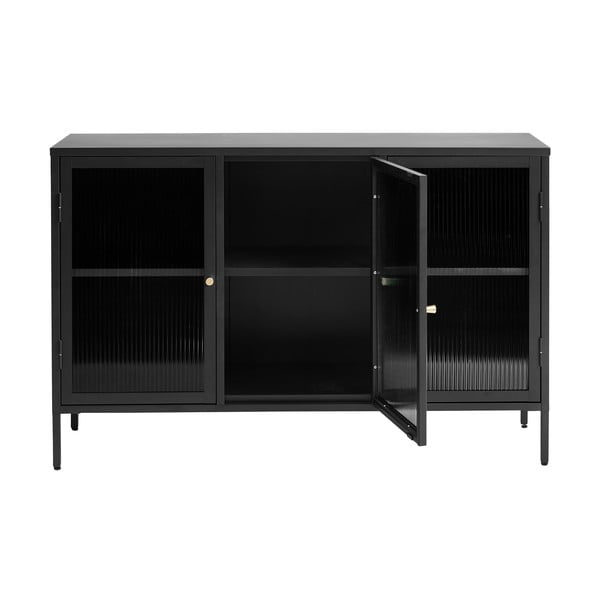 Vitrină neagră din metal 132x85 cm Bronco – Unique Furniture-image-3