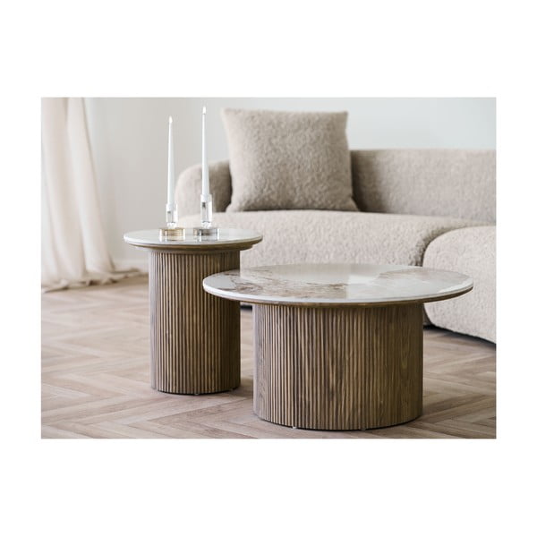 Măsuță auxiliară rotundă cu blat cu aspect de marmură ø 45 cm Athens – House Nordic-image-2
