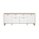 Comodă albă-în culoare naturală cu aspect de lemn de stejar 196x73x39 cm Ikast – Tvilum