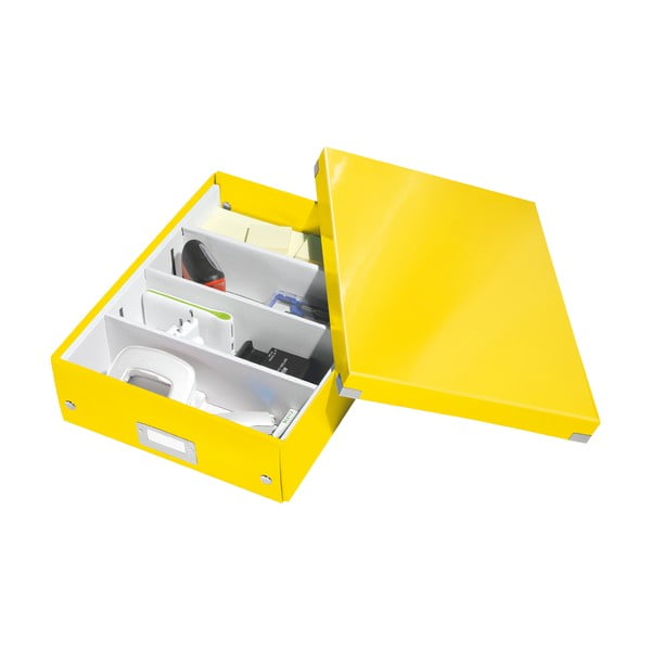 Cutie de depozitare galbenă din carton cu capac 28x37x10 cm Click&Store – Leitz