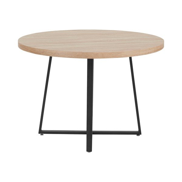 Masă de dining în culoare naturală rotundă cu blat cu aspect de lemn de stejar ø 110 cm Anja – Støraa-image-1