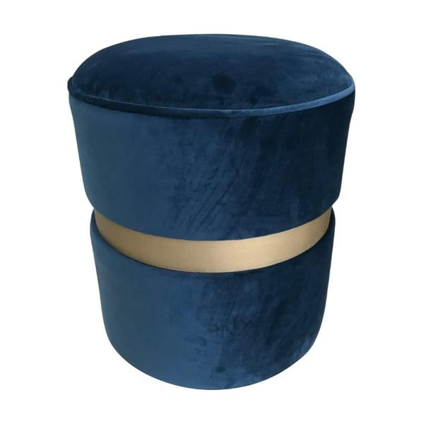 Puf cu picioare din lemn de pin Simla Velvet Champagne, ⌀ 40 cm, albastru