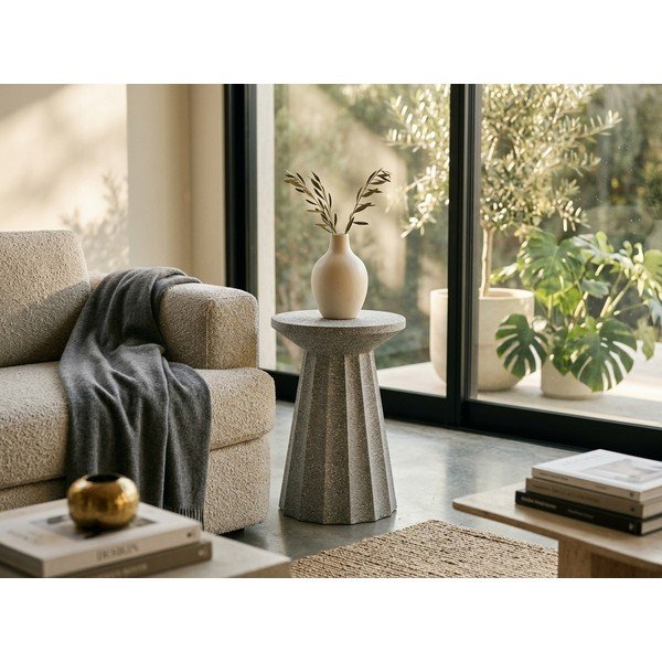 Măsuță de cafea gri rotundă din oțel ø 30 cm Adelya – Yes Everyday-image-1