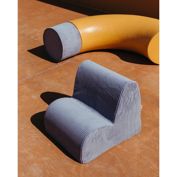 Fotoliu de copii albastru cu tapițerie din catifea reiată Cloud – Wigiwama-image-3