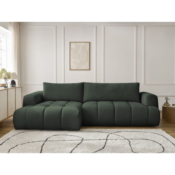 Colțar verde extensibil/cu spațiu de depozitare (cu colț pe partea stângă/cu șezlong) Fuji – Bobochic Paris-image-1