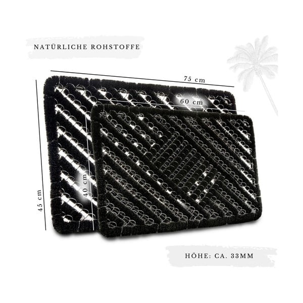 Covoraș de intrare din fibre de nucă de cocos 40x60 cm Coco Black – Hanse Home-image-4