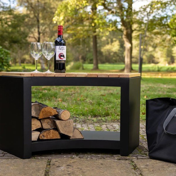 Bancă de grădină neagră Curved – Esschert Design-image-1