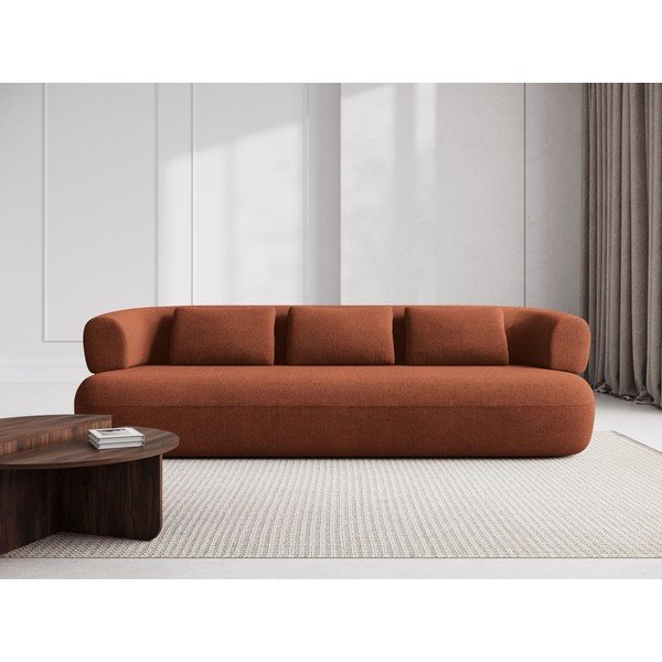 Canapea teracotă cu tapițerie din țesătură bouclé 200 cm Jenny – Micadoni -image-1