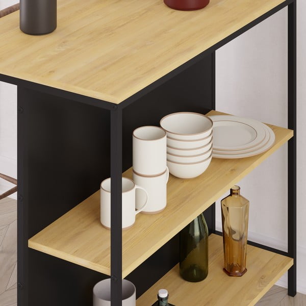 Masă de bar cu aspect de lemn de stejar 60x100 cm Sagi – Marckeric-image-1