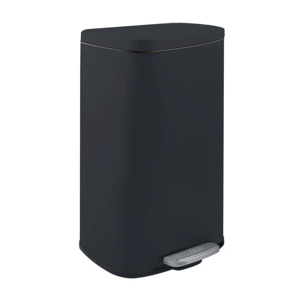Coș de gunoi negru mat cu pedală din oțel 50 l   Akira – Spirella