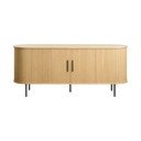 Comodă joasă cu aspect de lemn de stejar cu ușă glisantă 76x180 cm Nola – Unique Furniture