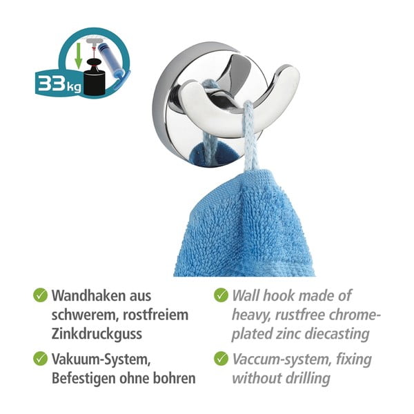 Cârlig pentru prosop Wenko Capri Duo cu sistem de prindere Vacuum-Loc, până la 33 kg-image-2