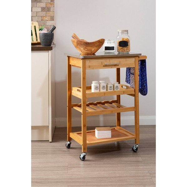 Măsuță de servire cu roți din bambus 41x58 cm Harlow – Premier Housewares-image-1