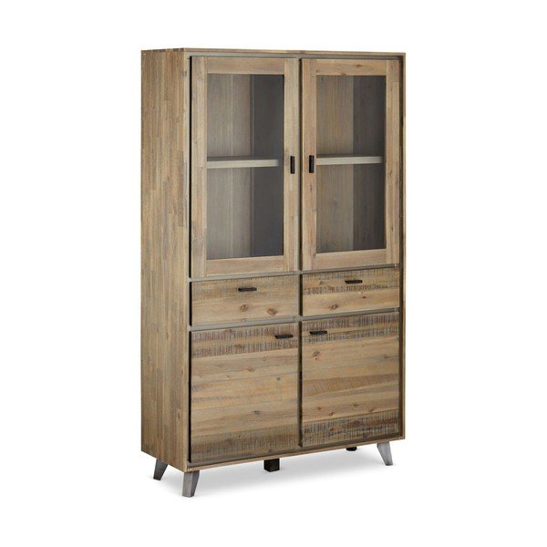 Vitrină în culoare naturală din lemn masiv de acacia 110x187 cm Malaga – Furnhouse-image-2
