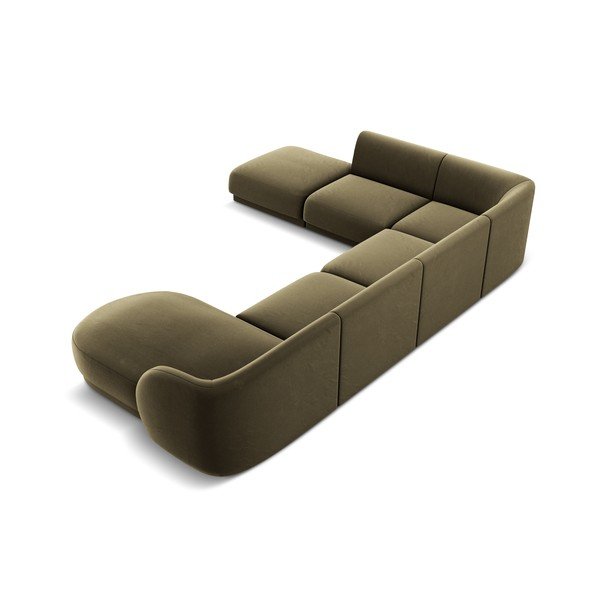 Colțar în formp de U verde cu tapițerie din catifea (colț pe partea stângă) Miley  – Micadoni Home-image-4