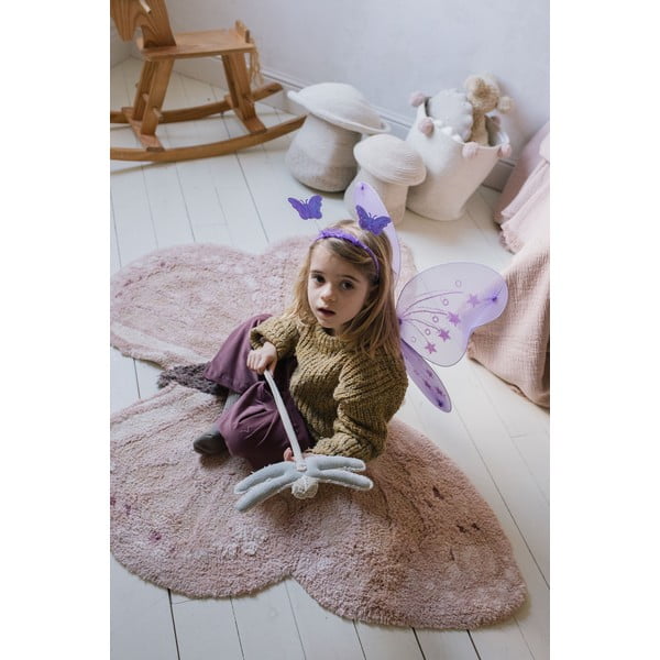 Covor pentru copii roz deschis/bej lavabil/țesut manual din bumbac 90x120 cm Baby Butterfly – Lorena Canals-image-3