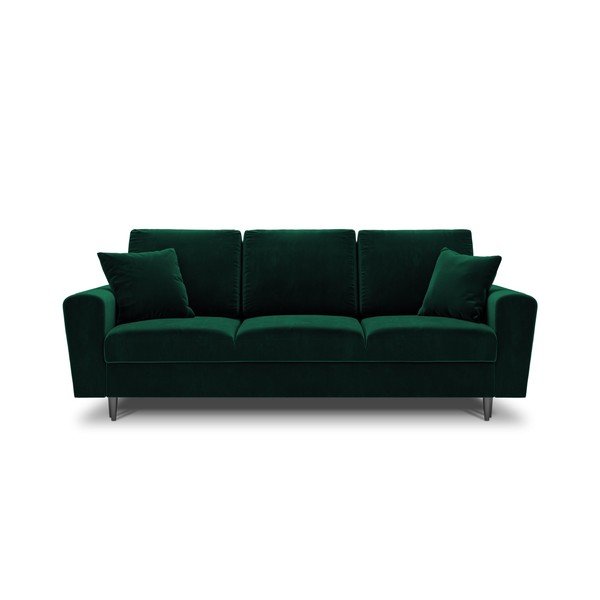 Canapea verde extensibilă, cu spațiu de depozitare cu tapițerie din catifea 235 cm Kyoto – Cosmopolitan Design