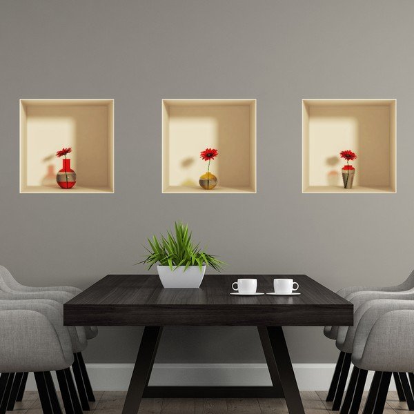 Set 3 autocolante cu efect 3D Ambiance Gerberas-image-3